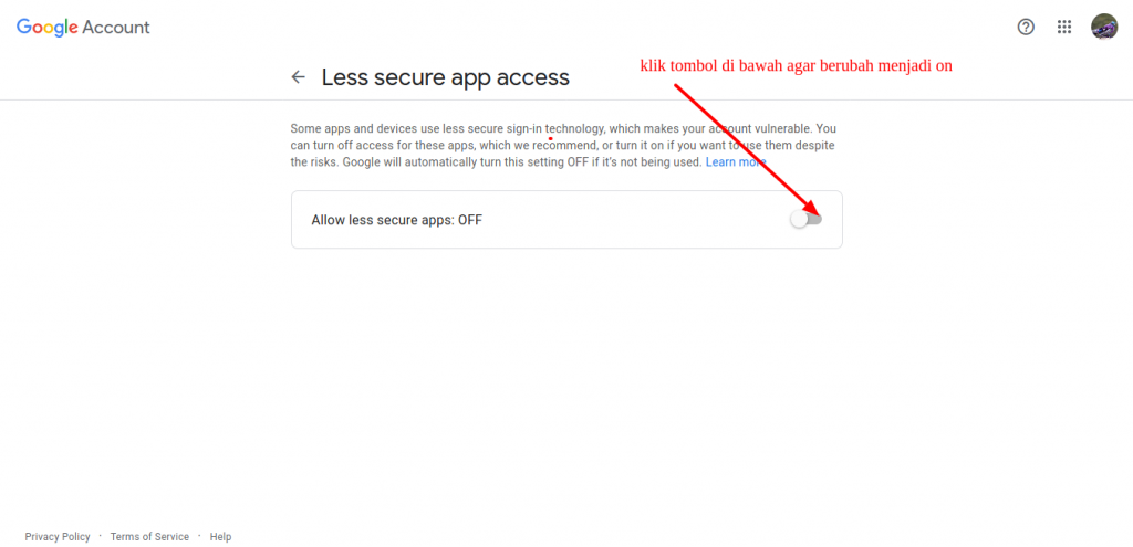 Cara Allow less secure apps 1
